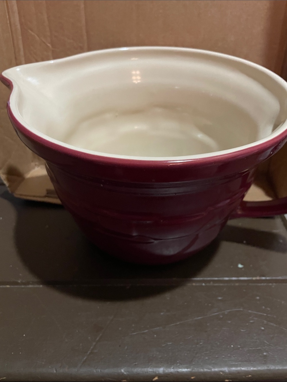 Longaberger Ceramic Batter Bowl with Pour Spout in Paprika